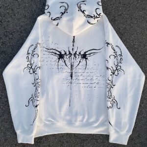 Requiem Sword Print White Hoodie